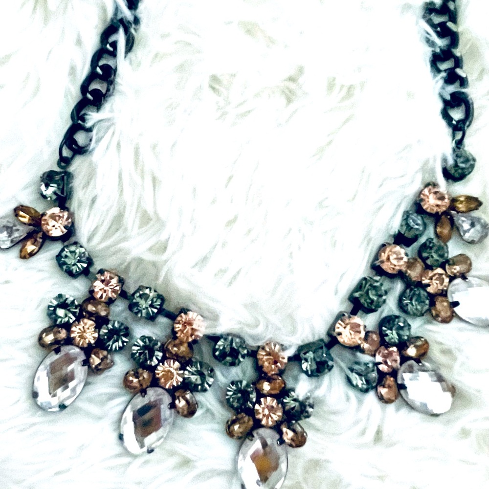 Gorgeous Blue and Copper and Clear Stone Necklace